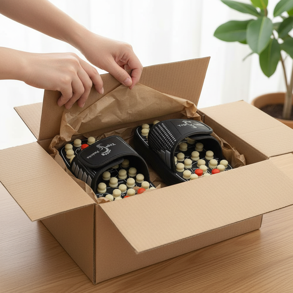 Unboxing acupressure slippers
